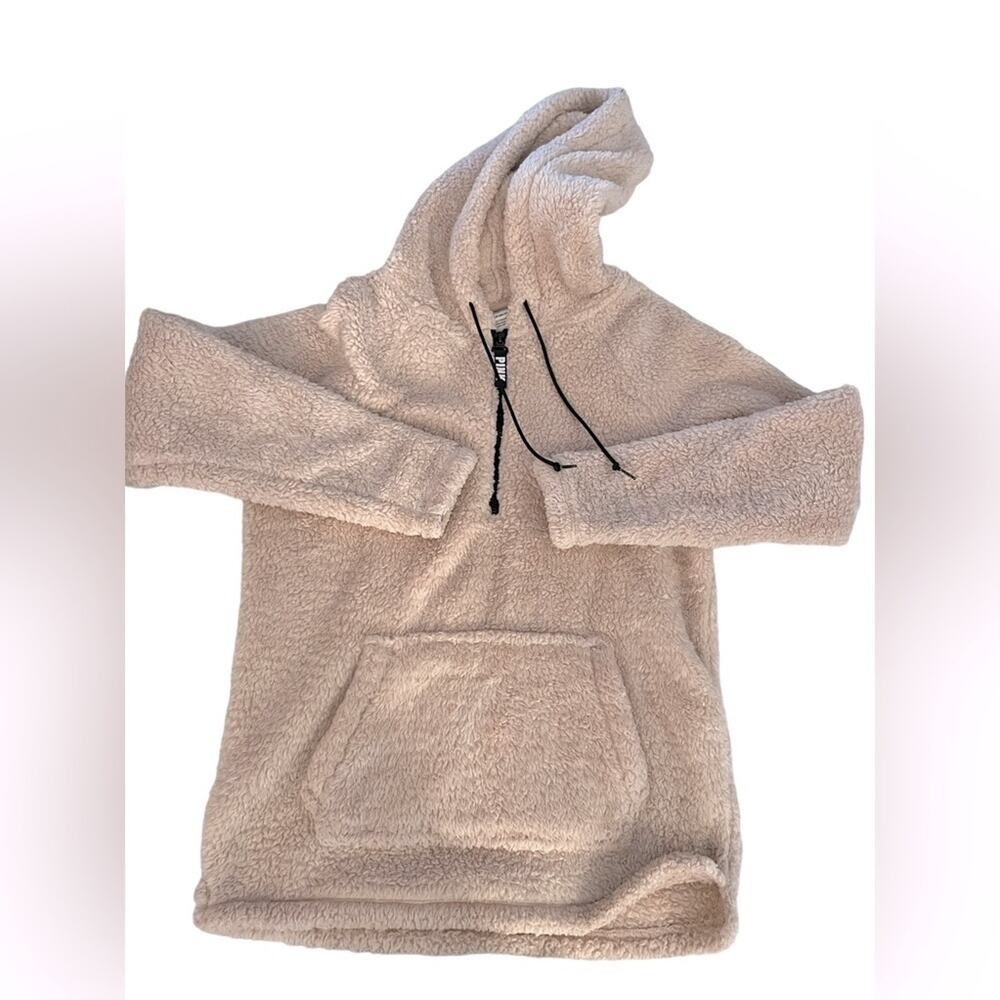 Victorias Secret PINK Hoodie Womens XS Baby Pink 1/4 Zip Pullover Sherpa Outdoor